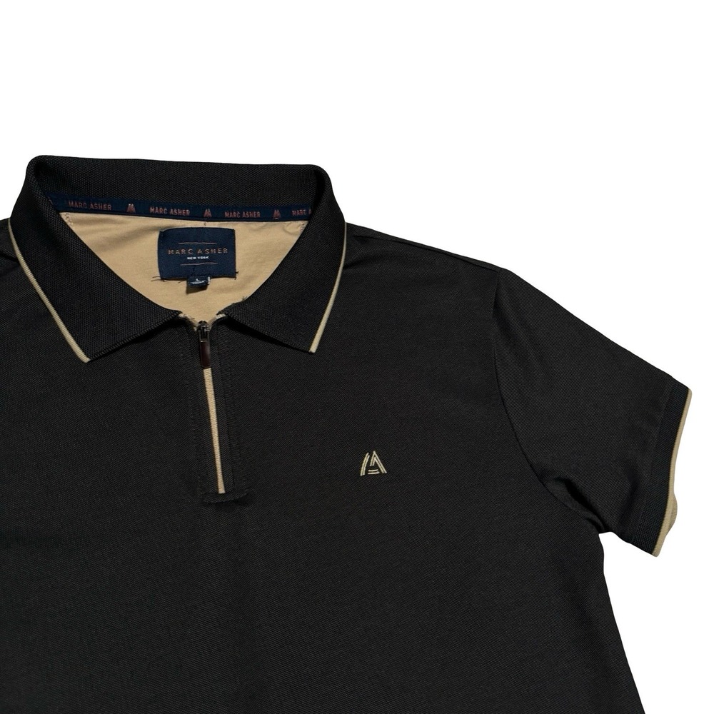 Marc Asher New York Men's Short Sleeve Zip Up Polo Shirt Gray Size Large 20x26 - Picture 3 of 5